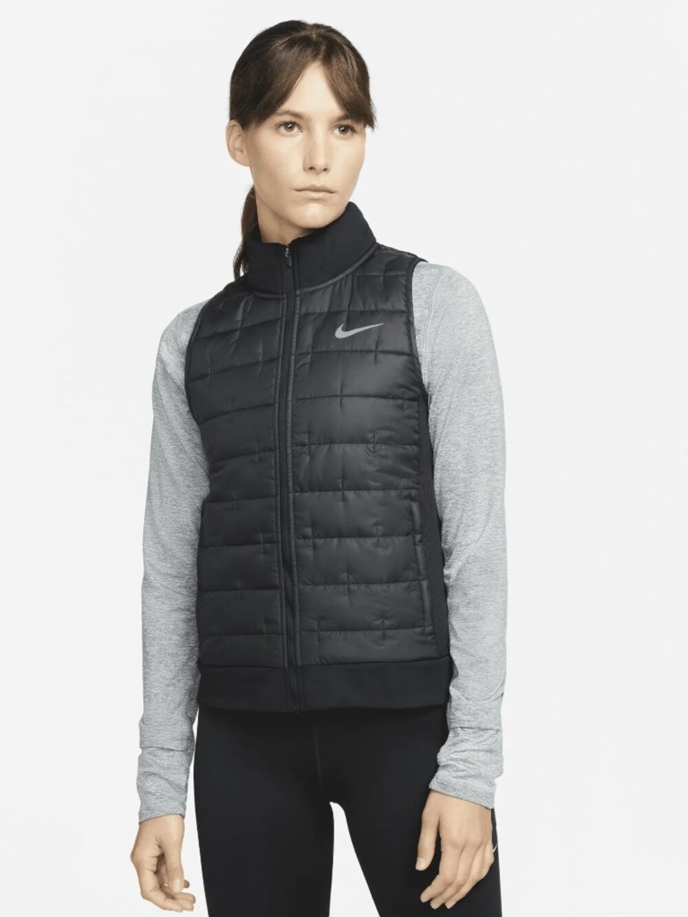 Nike Women's Black Therma-Fit Gilet Reflective Padded Puffer Vest Size L